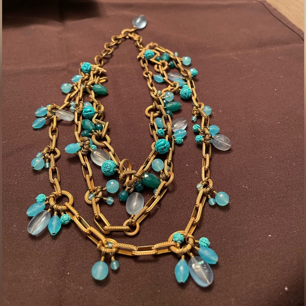 Stephen Dweck multi strand bronze necklace with gems